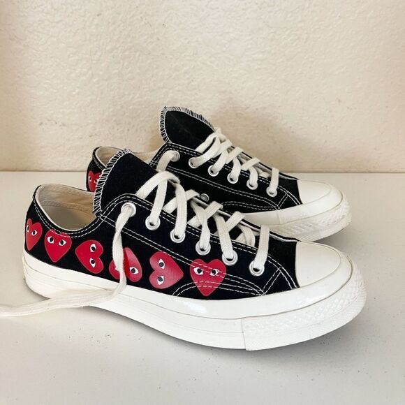 comme des garçon play x converse chuck 70 multi heart black sneakers W8.5/M6.5 - Picture 8 of 16